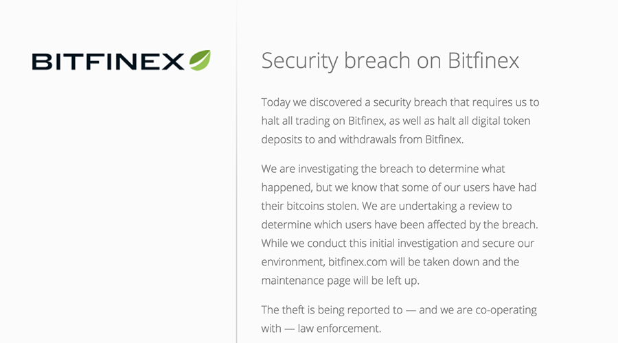 客户比特币被盗 Bitfinex被迫下线