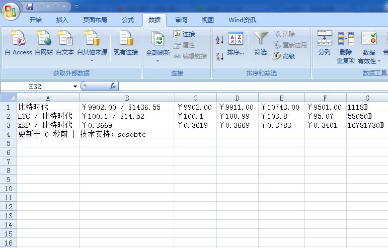 如何使用Excel导入sosobtc行情数据进行比特币分析？_sosobtc_图3